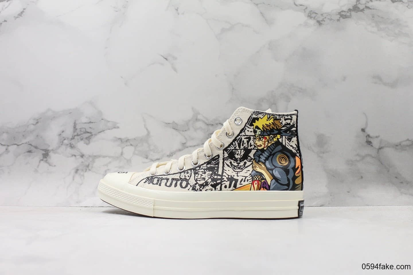 匡威Converse1970S x 火影NARUTO -ナルト-日版限定联名公司级高帮帆布鞋黑白漫画原盒原标正确硅蓝中底 (ID:29198) - 图片1