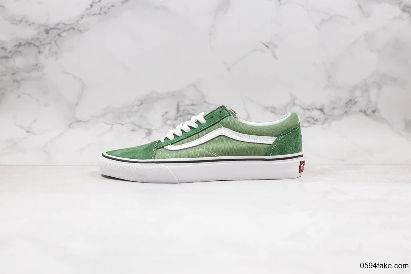 万斯Vans Old Skool Slip On公司级版本麂皮帆布拼接低帮板鞋绿色全新硫化软底工艺 (ID:29405) - 图片1