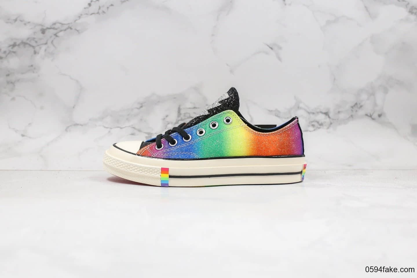 匡威Converse 2019 Pride公司级版本低帮彩虹闪电配色原厂硫化大底正确硅蓝软中底原盒原标 (ID:29805) - 图片1