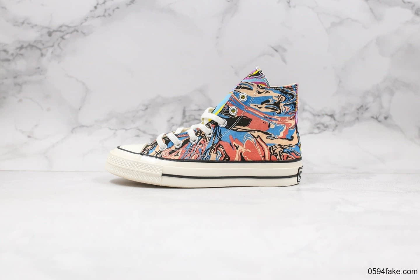 匡威Converse Chuck 1970S公司级版本高帮油画彩绘涂鸦周年款双围条硫化蓝底 (ID:29868) - 图片1