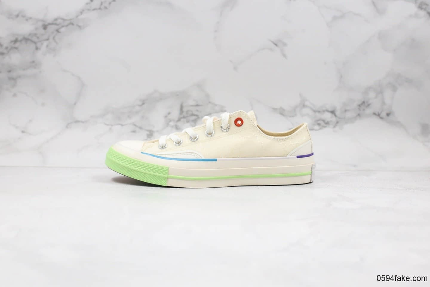 匡威Converse x Pigalle公司级版本联名款走秀七色围条米白彩虹底正确硅蓝PU中底 (ID:29876) - 图片1