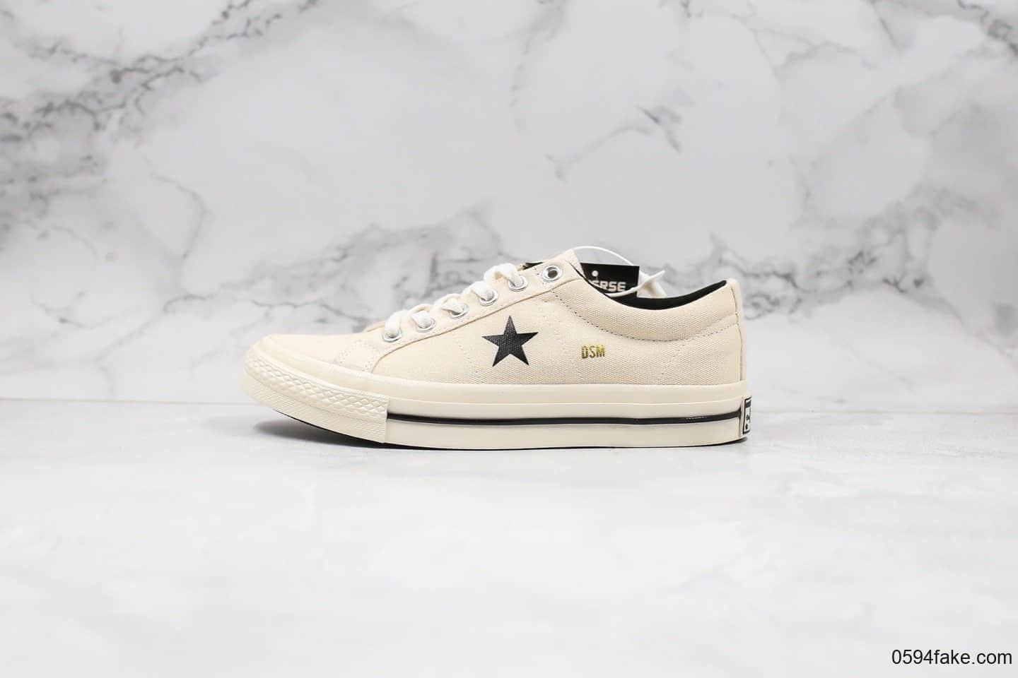 匡威D敏感内容 x Converse One Star Canvas公司级版本联名帆布低帮休闲板鞋米白配色聚氨酯硅蓝PU中底