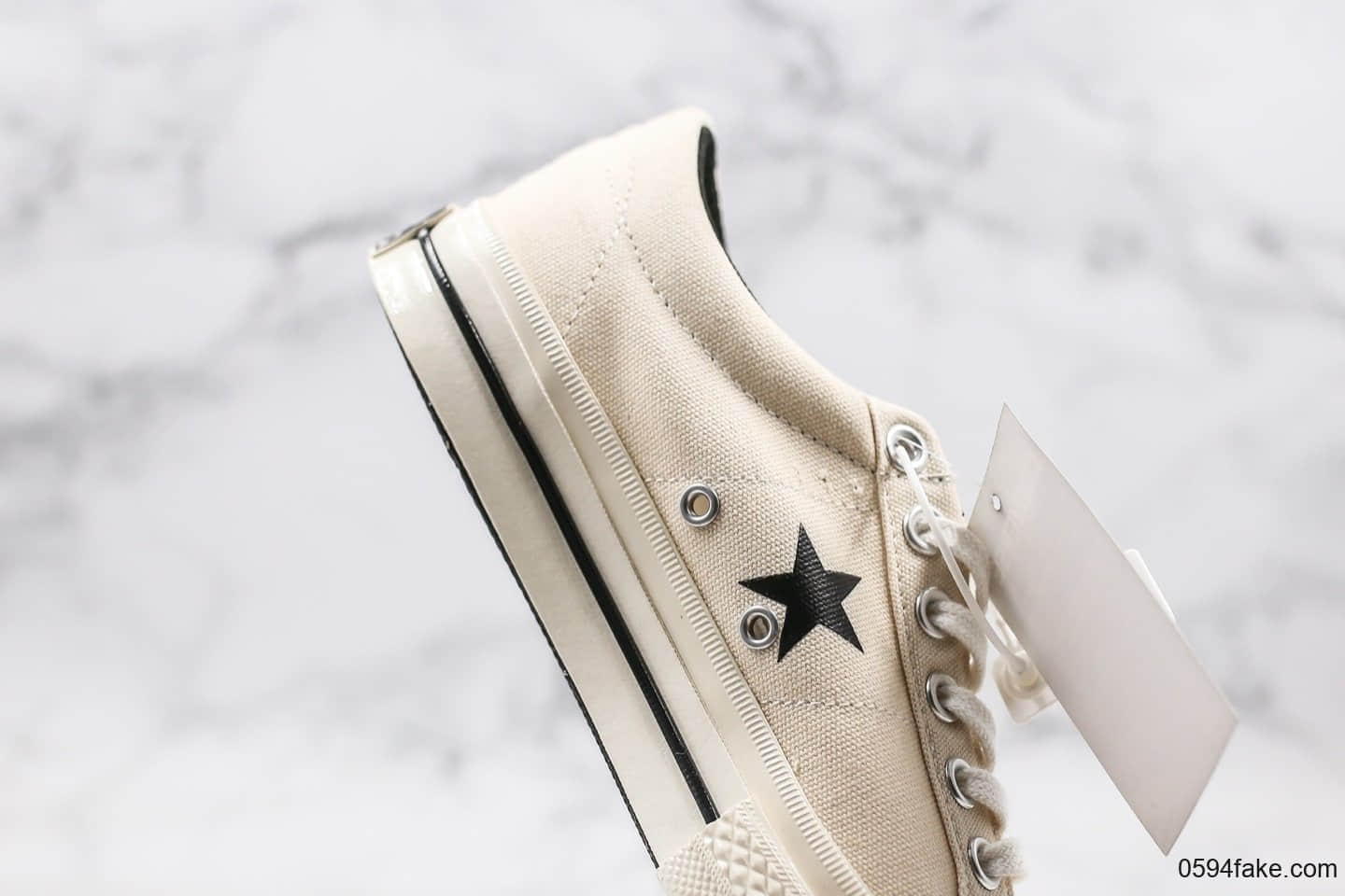 匡威D敏感内容 x Converse One Star Canvas公司级版本联名帆布低帮休闲板鞋米白配色聚氨酯硅蓝PU中底