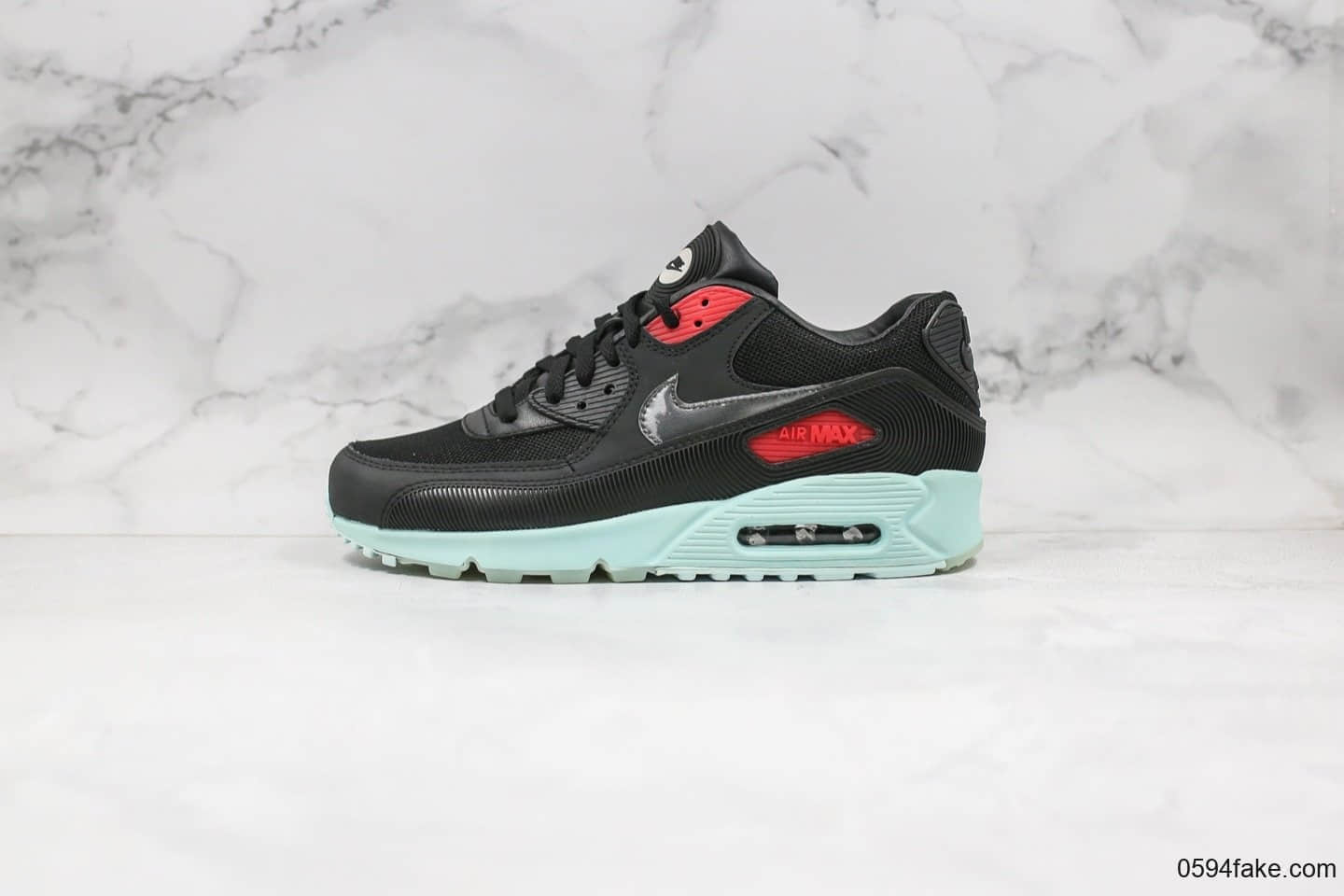 耐克Nike Air Max 90 Essential纯原版本气垫复古跑鞋黑红薄荷绿唱片配色原盒原标市售最高版本 货号:CK0902-001
