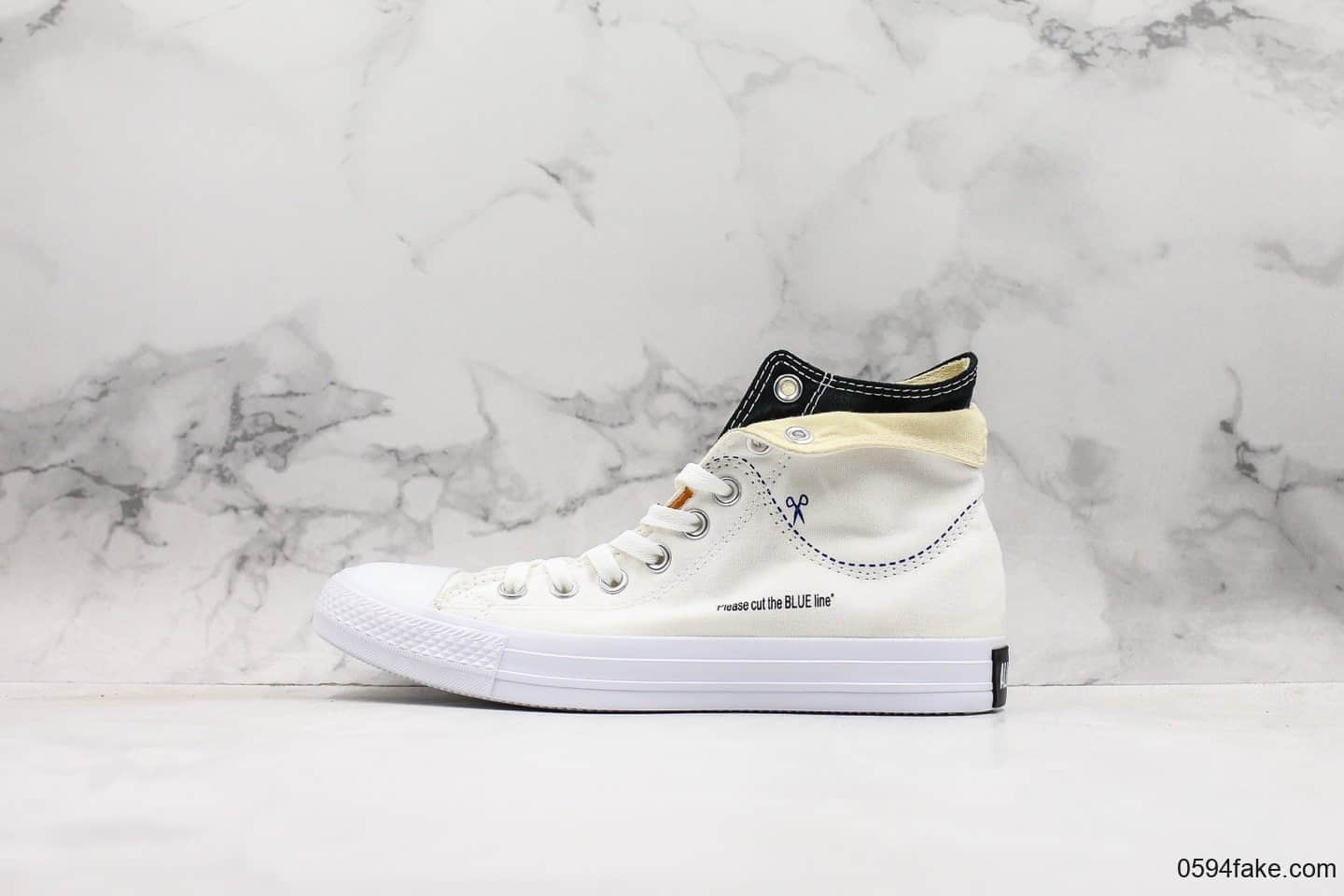 匡威Converse Chuck Taylor All-Star公司级版本日本限定解构剪裁撞色帆布鞋白色原盒钢印 (ID:30298) - 图片1