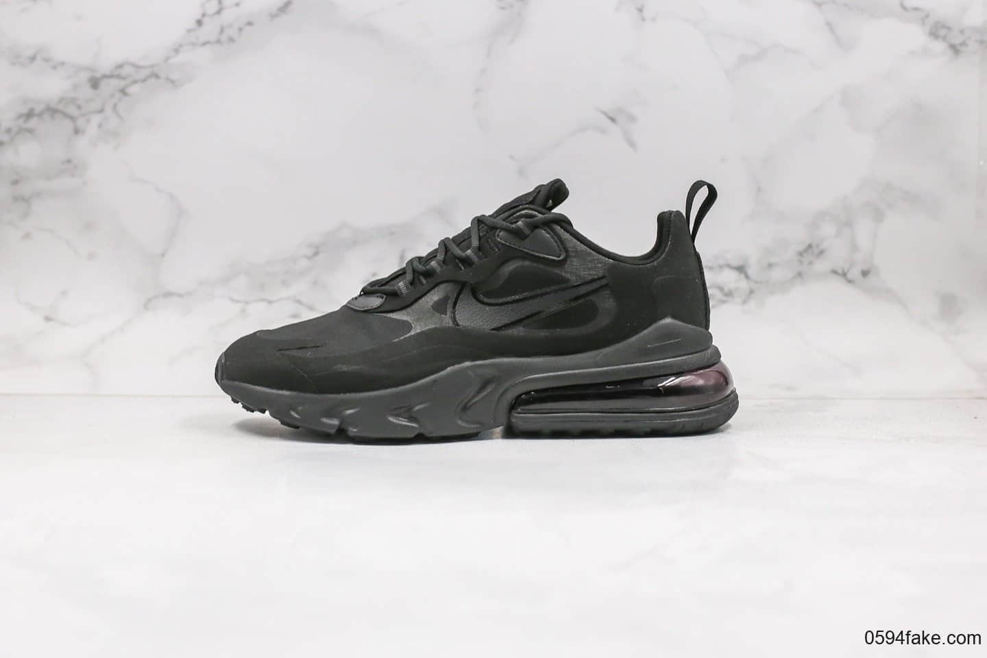 耐克Nike Air Max 270 React纯原版本气垫鞋纯黑内置芯片正确电绣工艺原楦头原纸板打造 (ID:30428) - 图片1