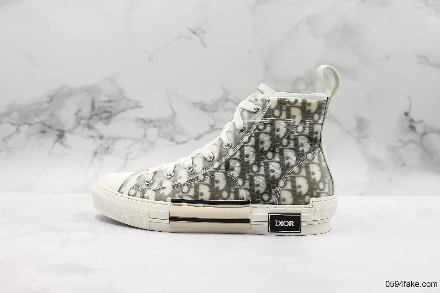 迪奥Dior B23 Oblique High Top Sneakers纯原版本透明印花高筒板鞋透明白黑敏感内容重影配色独立开模原盒 (ID:30622) - 图片1