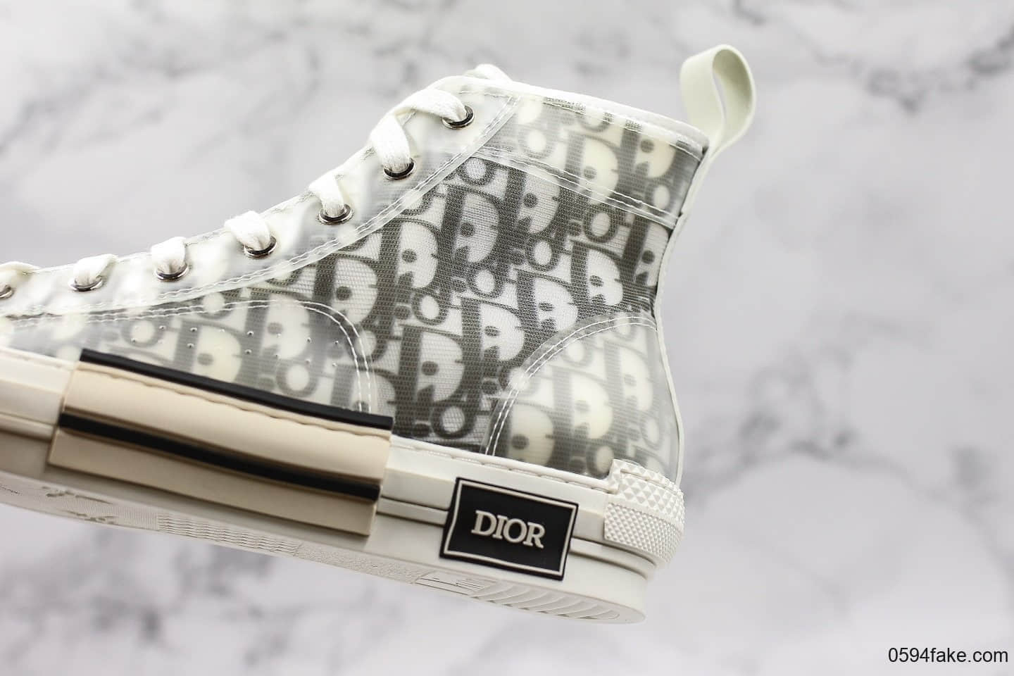 迪奥Dior B23 Oblique High Top Sneakers纯原版本透明印花高筒板鞋透明白黑敏感内容重影配色独立开模原盒