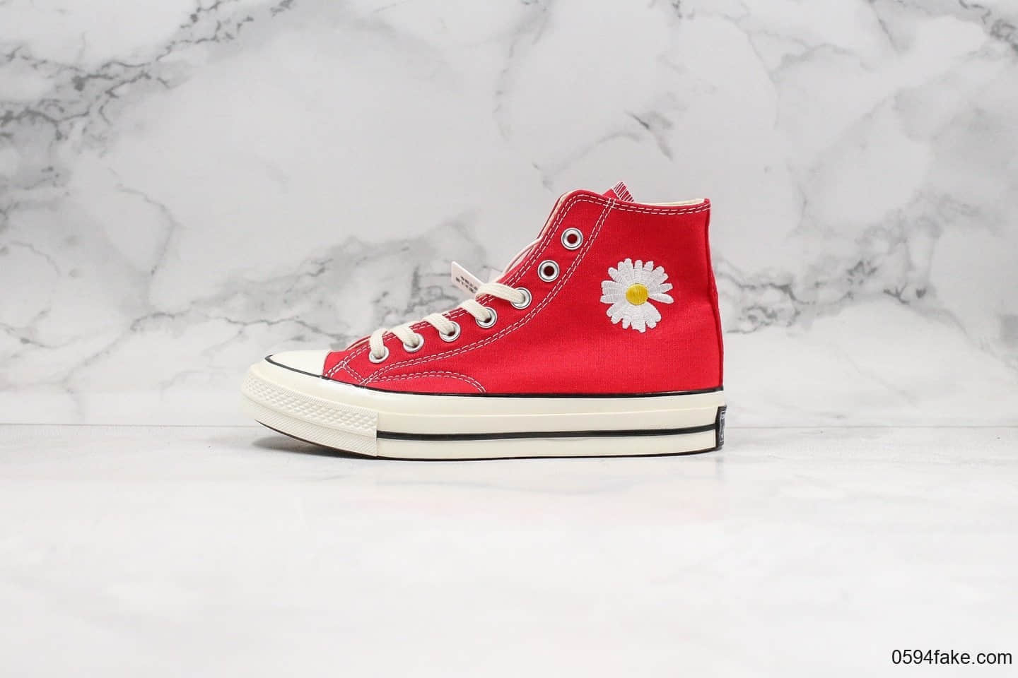 匡威Converse x PEACEMINUSONE公司级版本权志龙联名款高帮小雏菊红色帆布鞋原盒原标正确硅蓝PU中底 (ID:30742) - 图片1