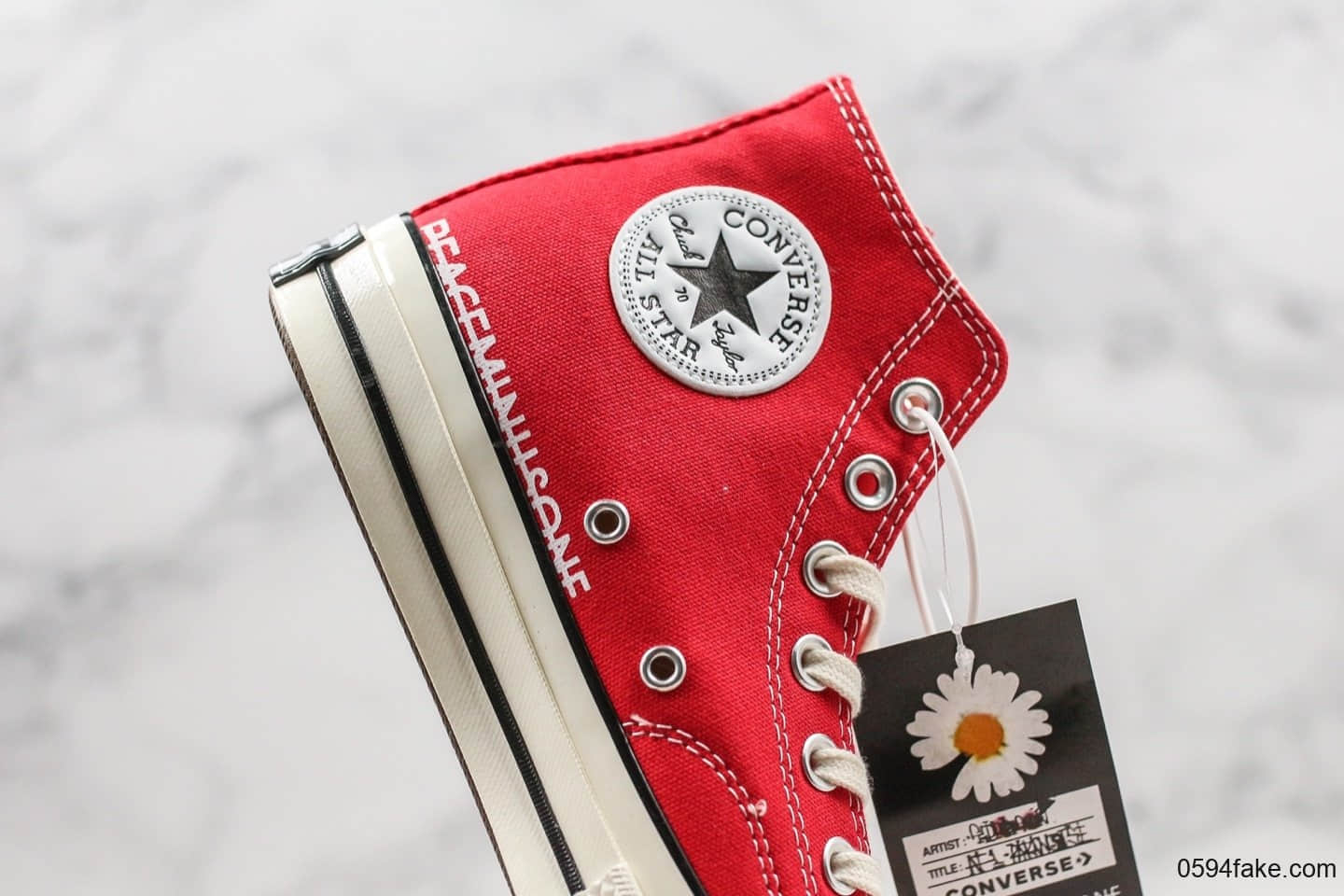 匡威Converse x PEACEMINUSONE公司级版本权志龙联名款高帮小雏菊红色帆布鞋原盒原标正确硅蓝PU中底