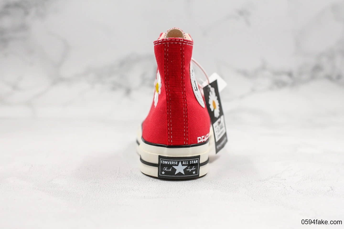 匡威Converse x PEACEMINUSONE公司级版本权志龙联名款高帮小雏菊红色帆布鞋原盒原标正确硅蓝PU中底