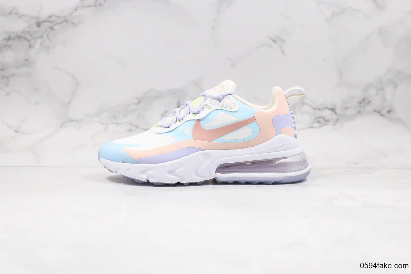 耐克NIKE AIR MAX 270 React纯原版本马卡龙配色气垫鞋原代工厂工艺正确小潘气垫内置RFID可验芯片 货号:CQ4805-146