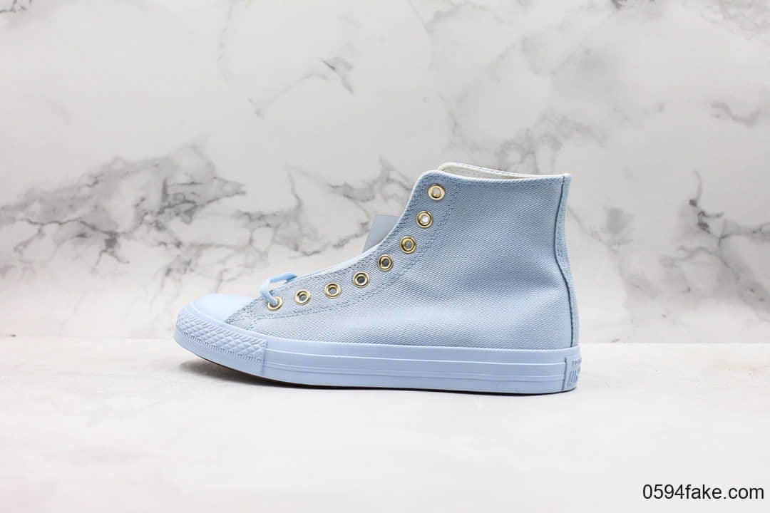 匡威Converse All Star公司级版本高帮新款金标帆布鞋冰淇淋蓝配色硫化蓝底 (ID:30927) - 图片1