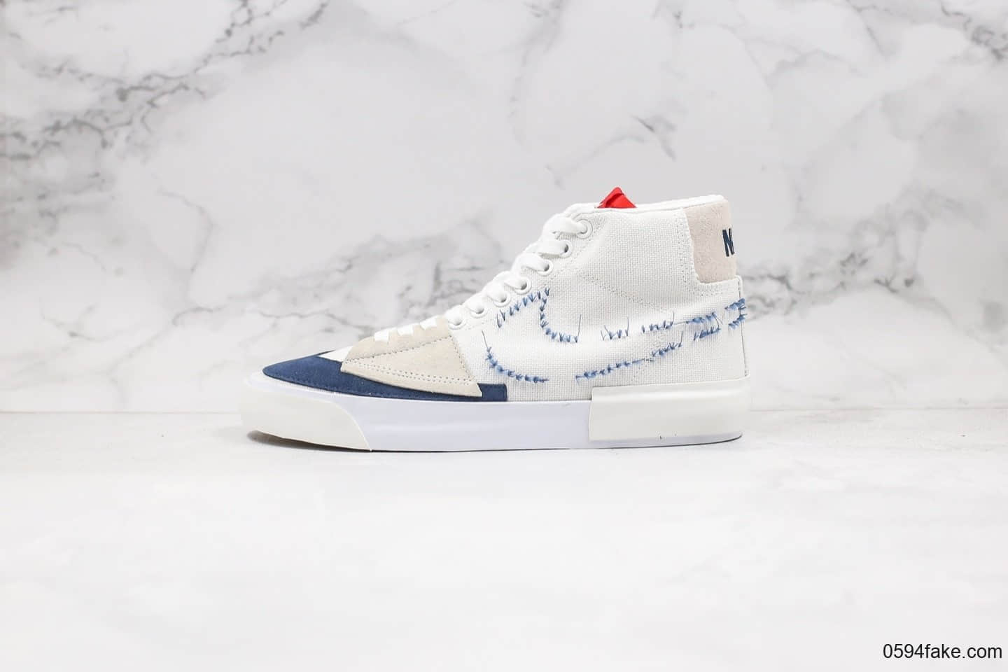 耐克Nike SB Zoom Blazer Mid Edge Hack Pack纯原版本开拓者SB高帮解构拆线大钩白灰深蓝红配色内置Zoom气垫 (ID:31031) - 图片1