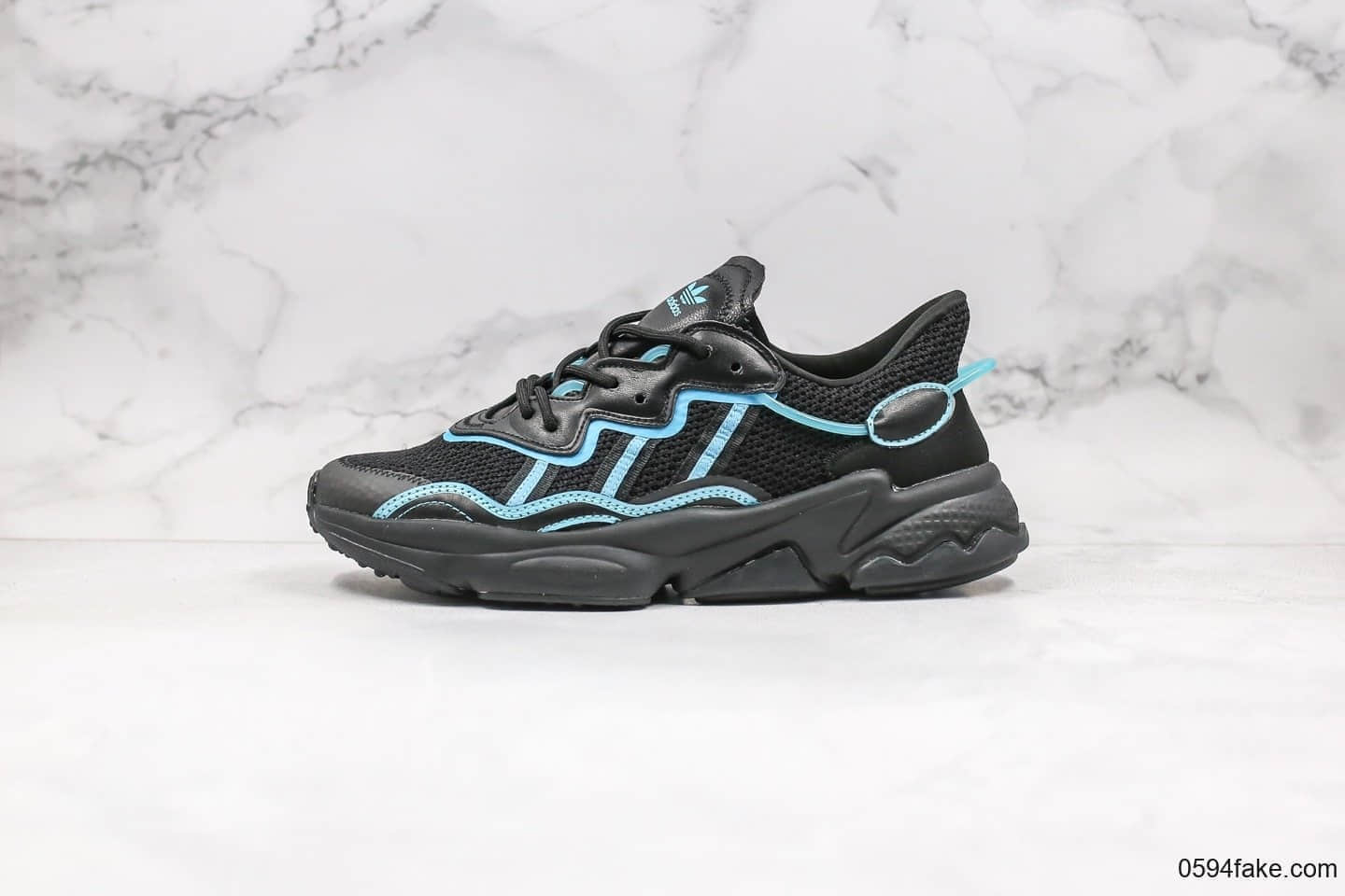 阿迪达斯Adidas Originals Ozweego纯原版本水管老爹鞋黑蓝色原楦头纸板打造3M反光条 (ID:31277) - 图片1