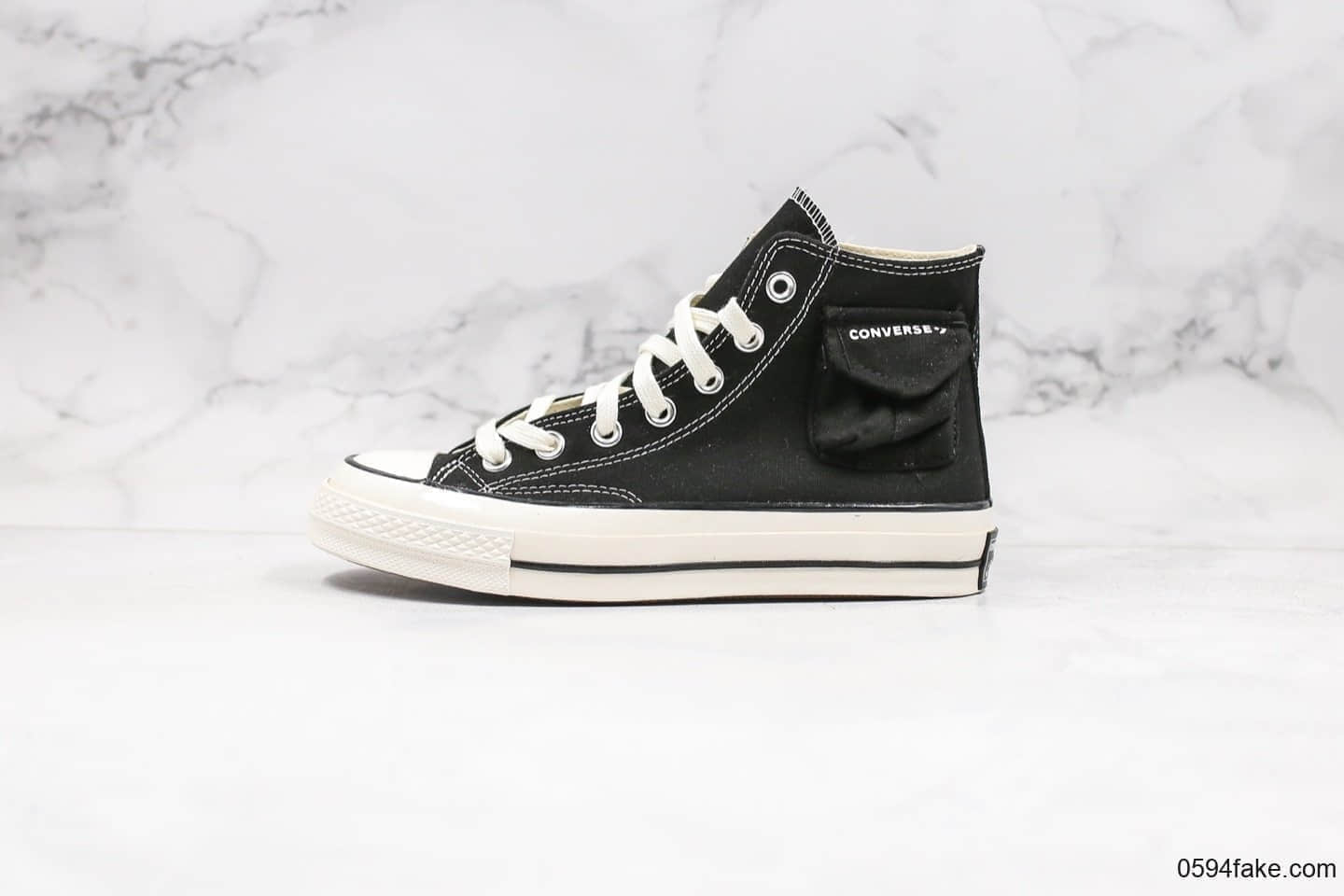 匡威Converse Chunk Taylor Side Pocket公司级版本高帮侧边黑白小口袋原厂硫化大底正确硅蓝软中底 (ID:31285) - 图片1