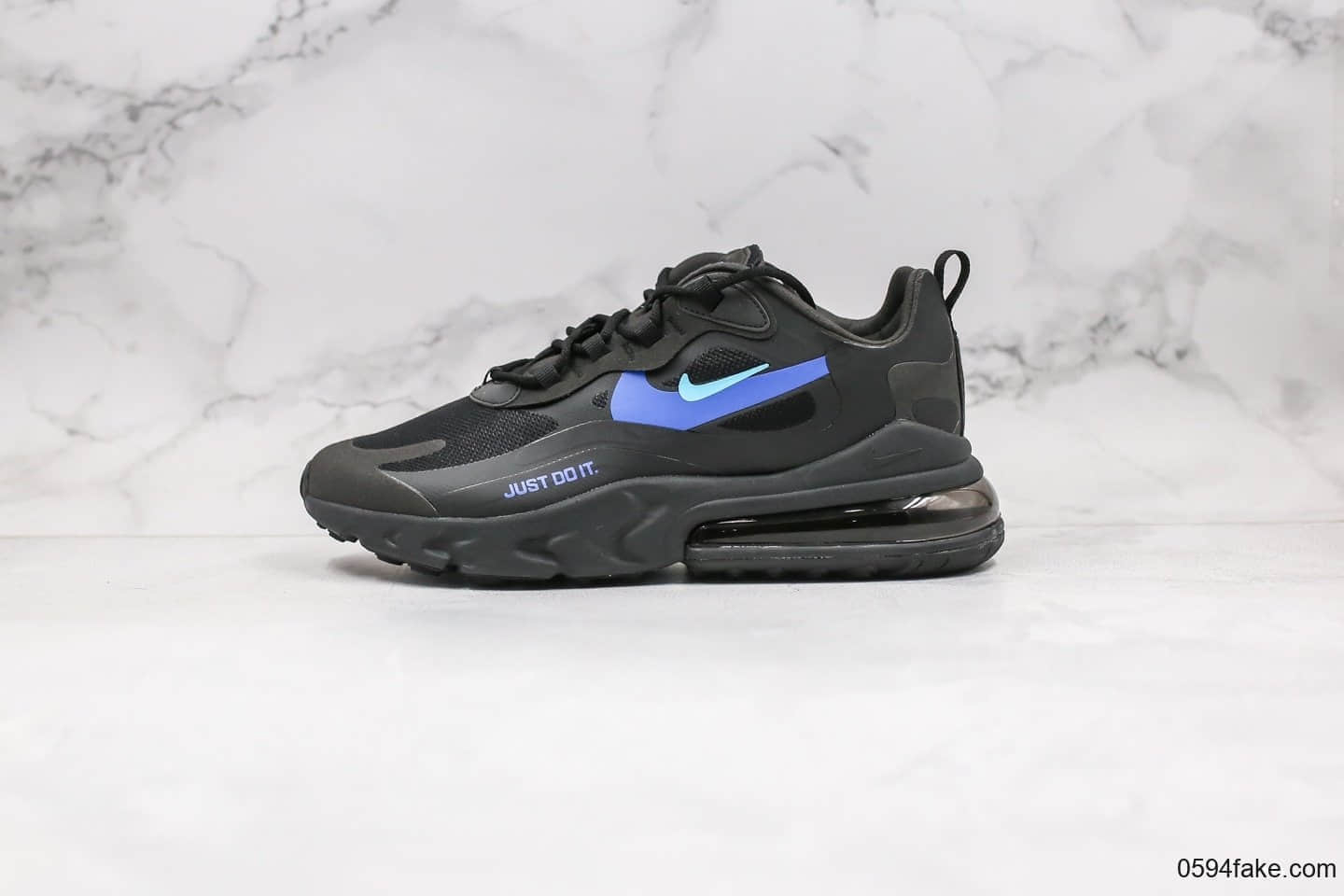 耐克Nike Air Max 270 React Bauhaus纯原版本瑞亚气垫鞋Max270黑蓝色内置真实气垫一比一打造 (ID:31349) - 图片1