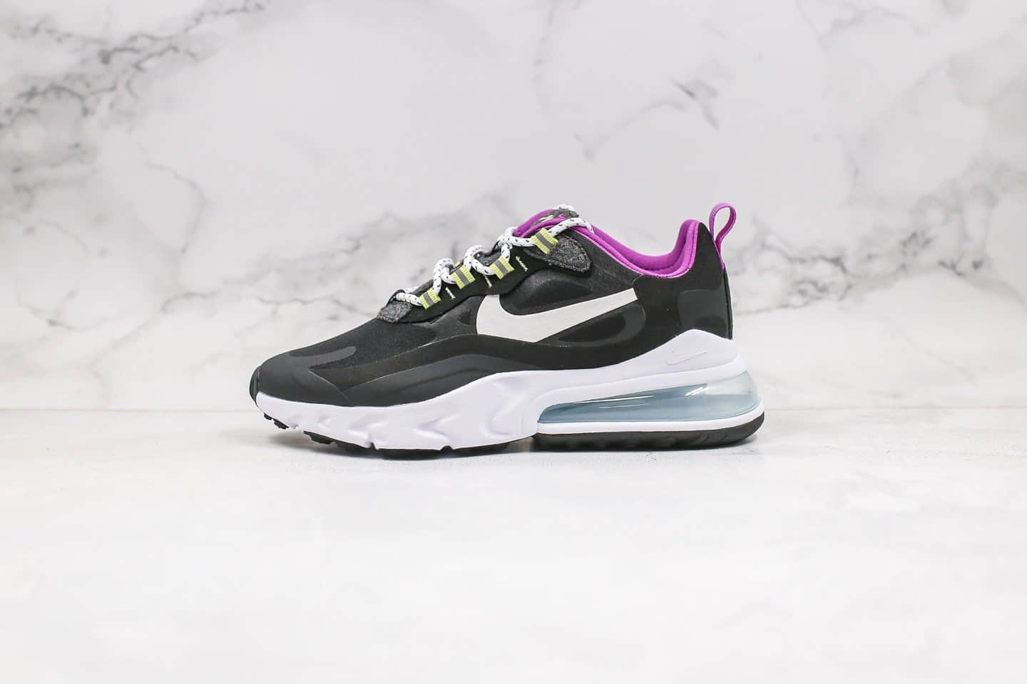 耐克Nike Max 270 React纯原版本高桥盾Max270气垫鞋黑紫色内置真实气垫原盒原标 (ID:31464) - 图片1