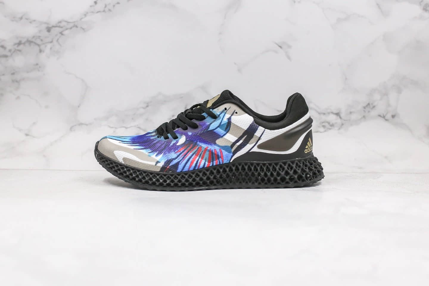 阿迪达斯Adidas Alphaedge 4D M纯原版本彩绘蓝黑色科技跑鞋原档案数据开发原楦头纸板打造 (ID:31472) - 图片1
