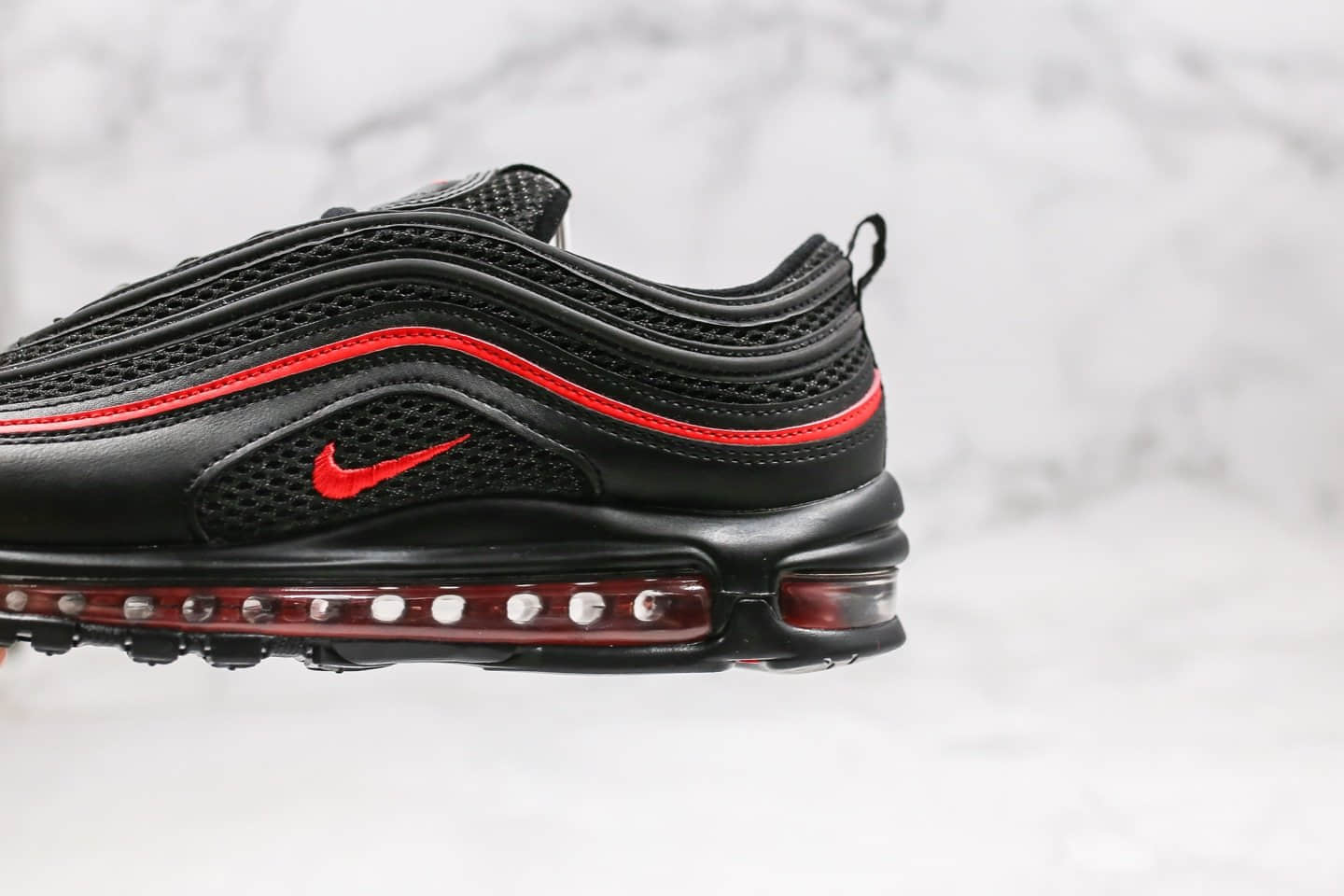 耐克Nike Air Max 97纯原版本子弹气垫鞋黑红敏感内容人节限定内置全掌气垫原盒原标 货号:CU9990-001