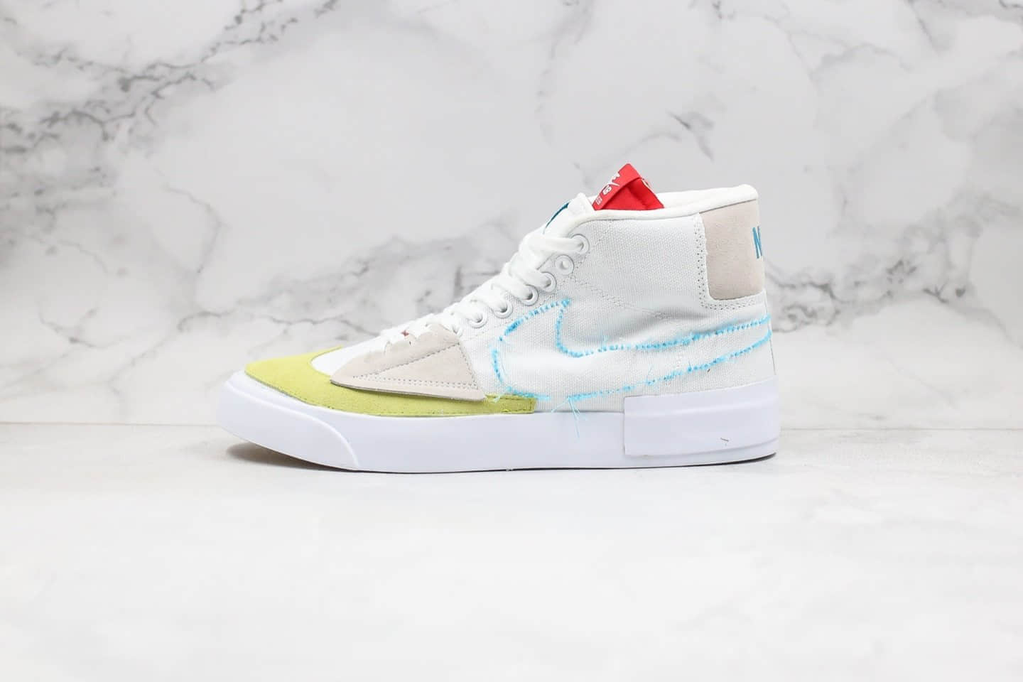 耐克Nike SB Blazer Mid纯原版本高帮开拓者拆线白蓝绿色内置Zoom气垫正确紫色盒子版本 (ID:31546) - 图片1
