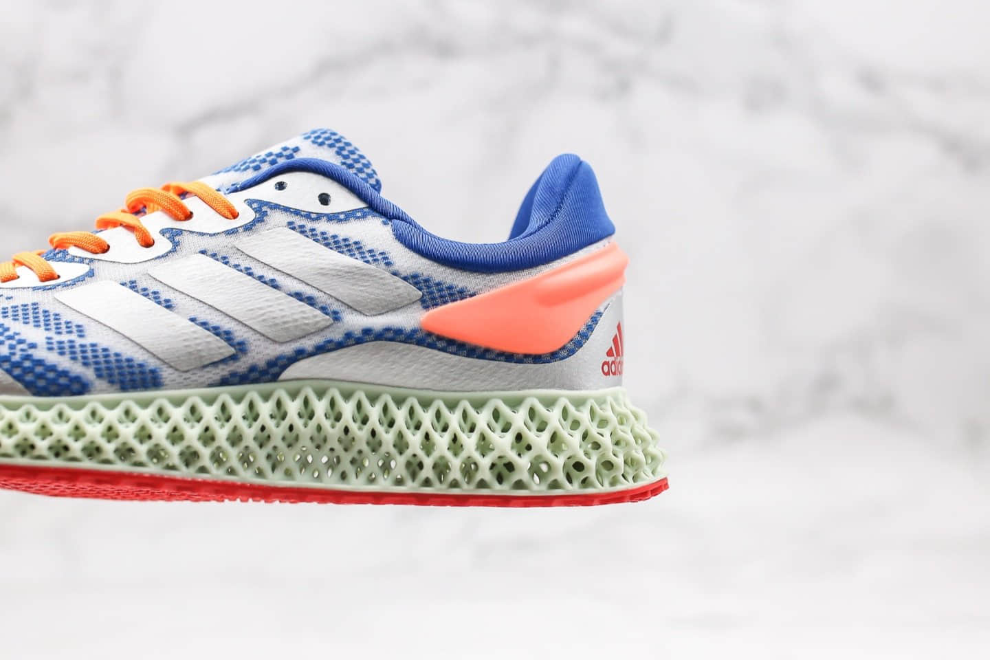 阿迪达斯Adidas Alphaedge 4D M纯原版本科技针织鞋面彩绘蓝绿色运动慢跑鞋原盒原标原档案数据开发 货号:FV5320