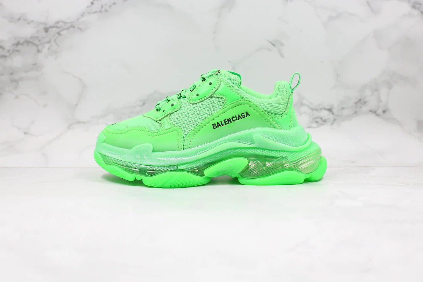 巴黎世家Balenciaga Triple S纯原版本复古老爹鞋荧光绿配色原厂进口头层皮料正确TPU组合大底正确电绣字体 (ID:31924) - 图片1