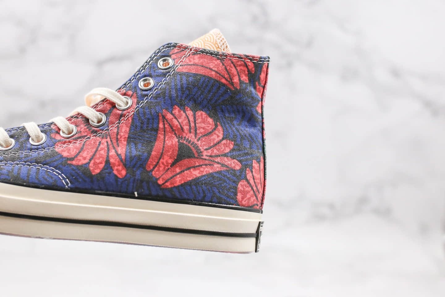 匡威Converse Chuck 70公司级版本花卉酒红色小身体部位拼接蓝色高帮帆布鞋原盒原标正确硅蓝PU中底
