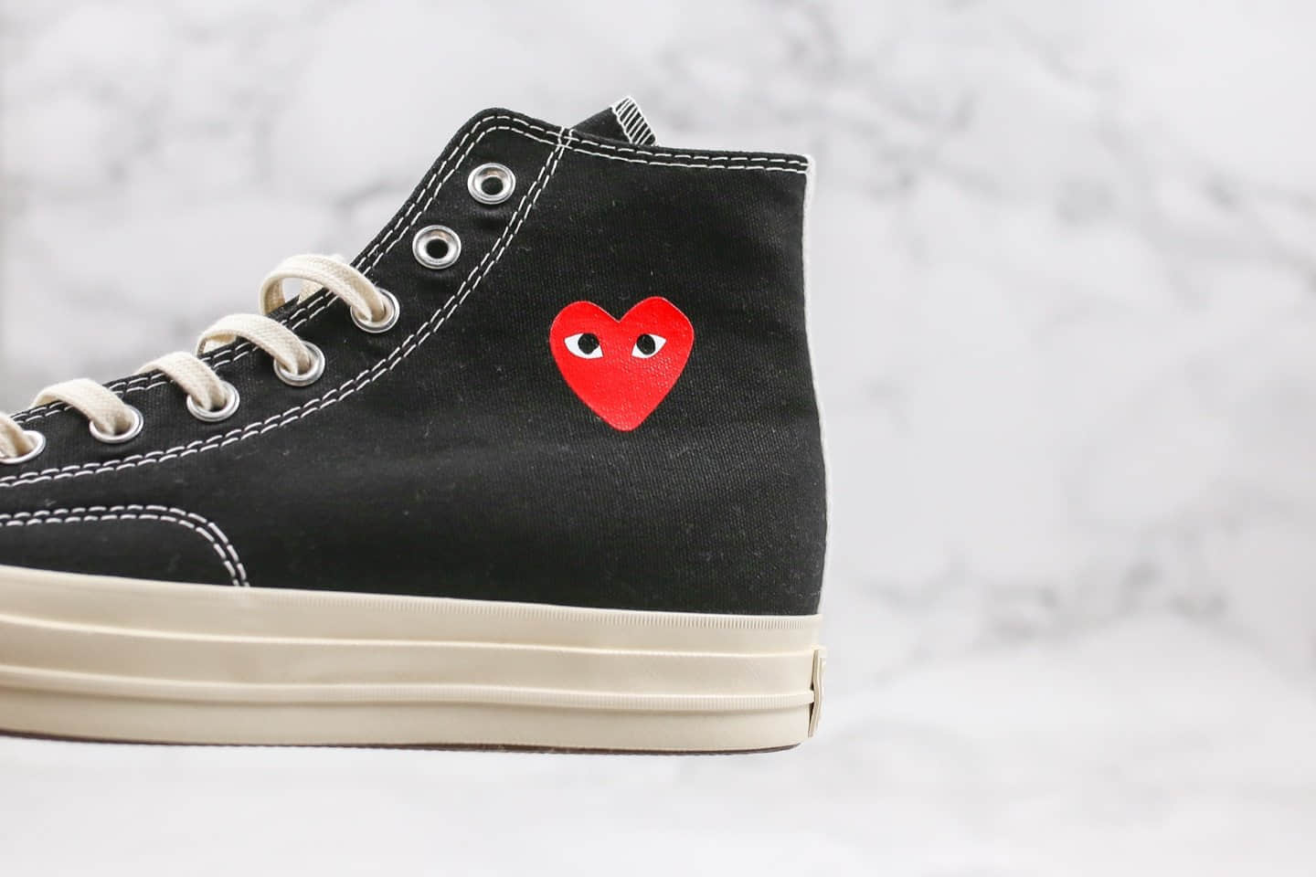 匡威Converse x 敏感内容G公司级版本川久保玲联名款高帮爱心黑白色帆布鞋原盒原标正确硅蓝PU中底