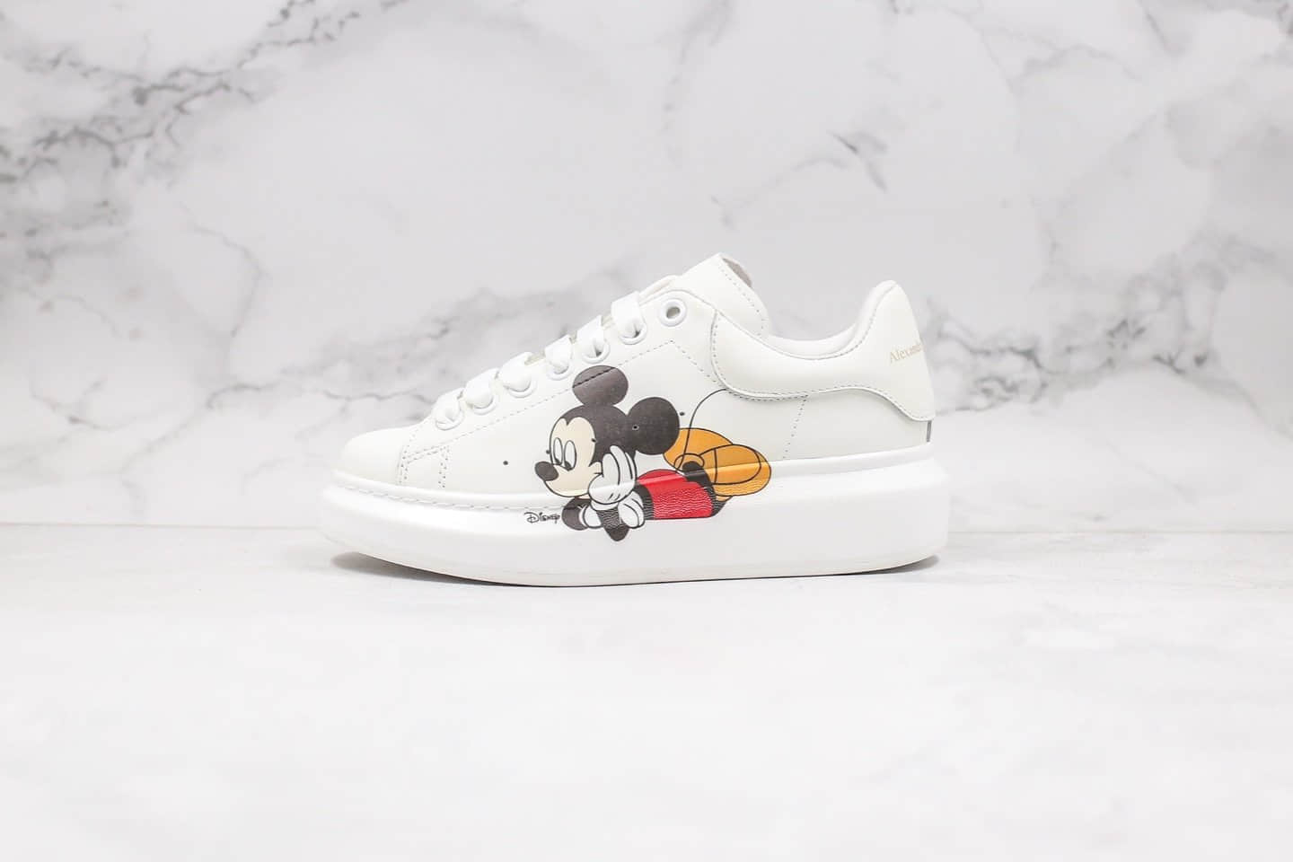 亚历山大Alexander McQueen sole sneakers纯原版本麦昆厚底小白鞋米老鼠配色原盒配件进口头层牛皮材质 (ID:31976) - 图片1
