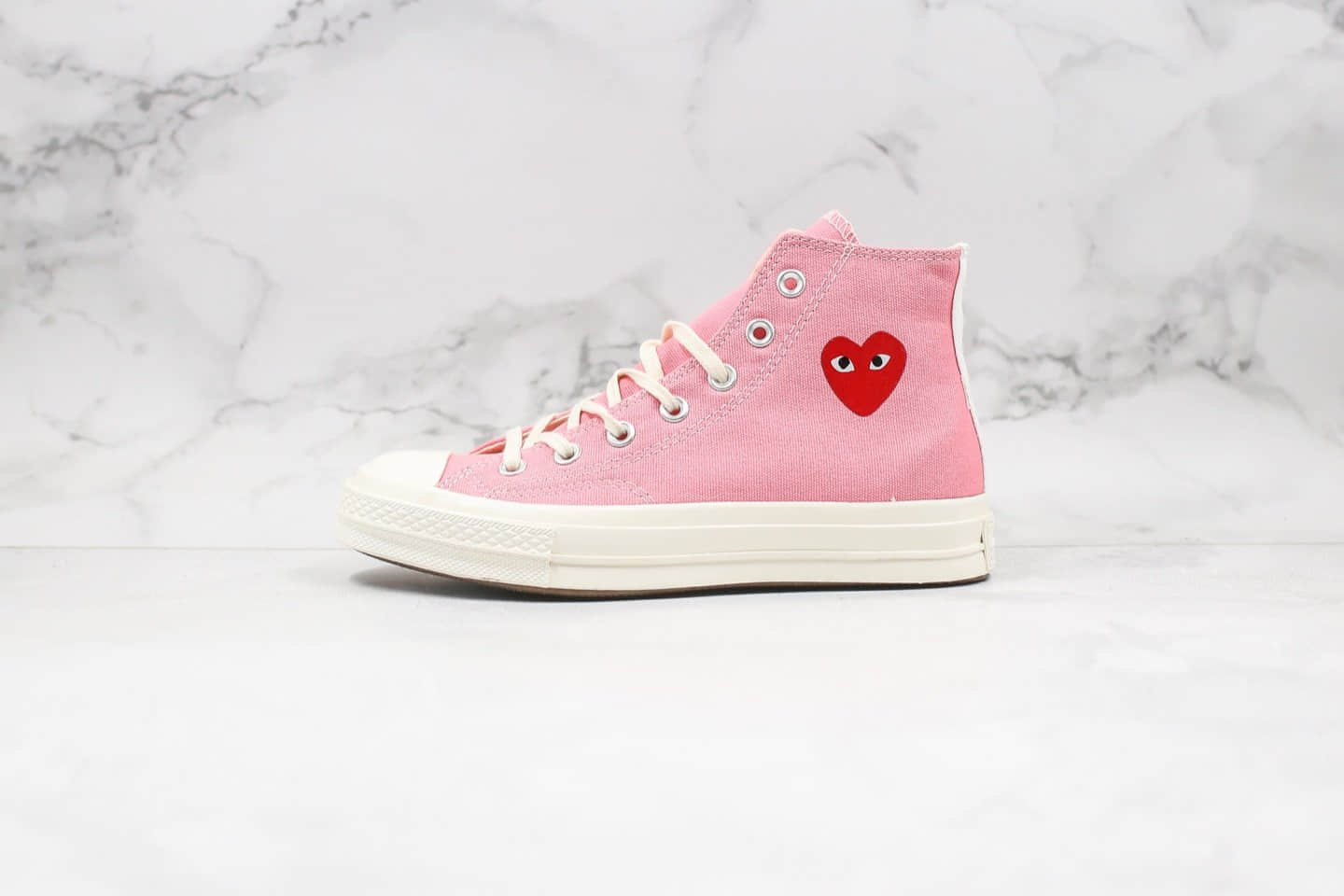 匡威Converse Chuck Taylor AllStar 70 Hi x 敏感内容G公司级版本川久保玲联名款爱心大眼粉色帆布鞋正确工艺大盒原厂硫化大底 (ID:32258) - 图片1