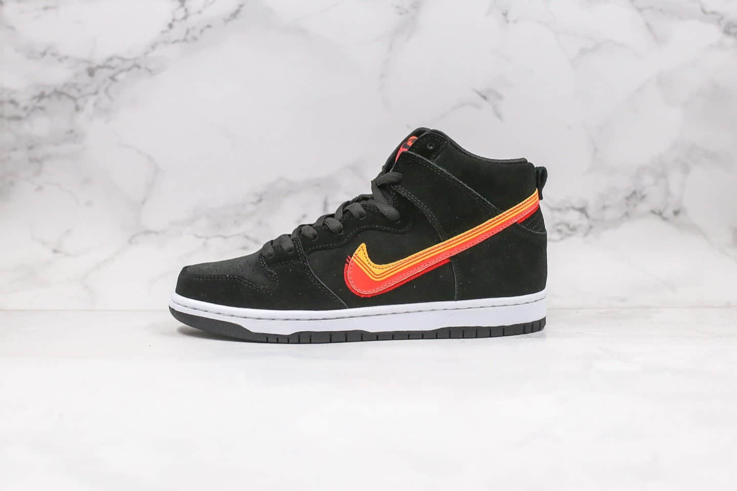耐克Nike SB Dunk High纯原版本高帮公路旅行黑橙黄钩配色内置Zoom气垫原盒原标 (ID:32378) - 图片1