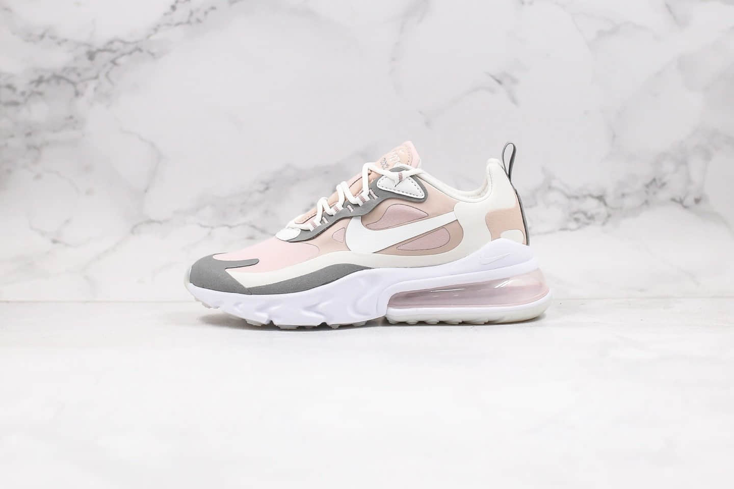 耐克NIKE AIR MAX 270 React气垫鞋Max270纯原版本灰粉色马卡糖果配色真小潘气垫加持正确鞋面材质 (ID:32399) - 图片1