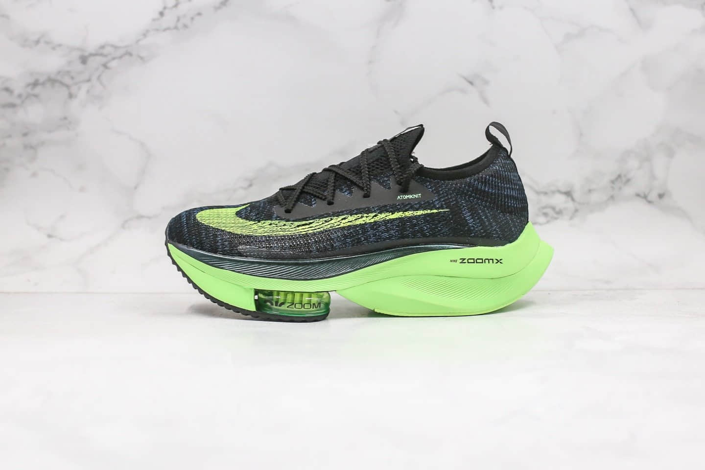 耐克Nike Air Zoom Tempo Next% x OFF-WHITE纯原版本联名款厚底增高鞋黑绿色内置可视Zoom气垫原厂一比一打造 (ID:32504) - 图片1