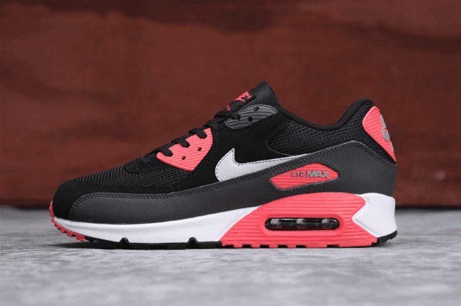 Nike Air Max 90 ESSENTIAL黑白粉 耐克透明气垫网布运动鞋 货号:537384-006