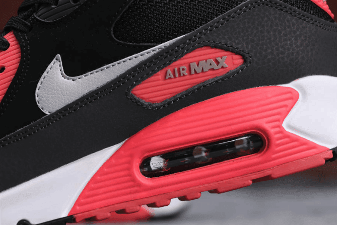 Nike Air Max 90 ESSENTIAL黑白粉 耐克透明气垫网布运动鞋 货号:537384-006