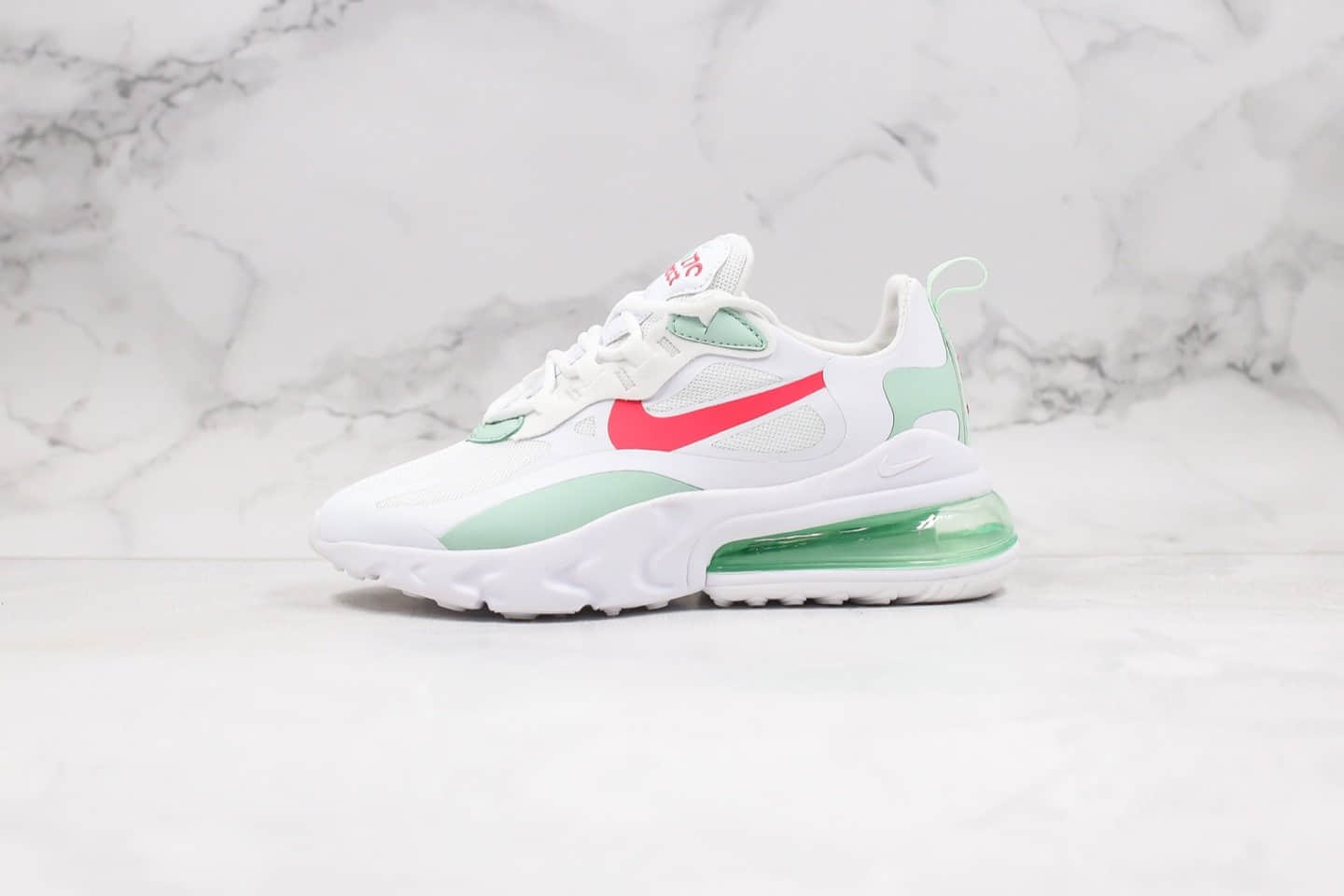 耐克Nike Air Max 270 React纯原版本瑞亚气垫慢跑鞋Max270粉绿色真小潘气垫原盒原标 货号:CV3025-100