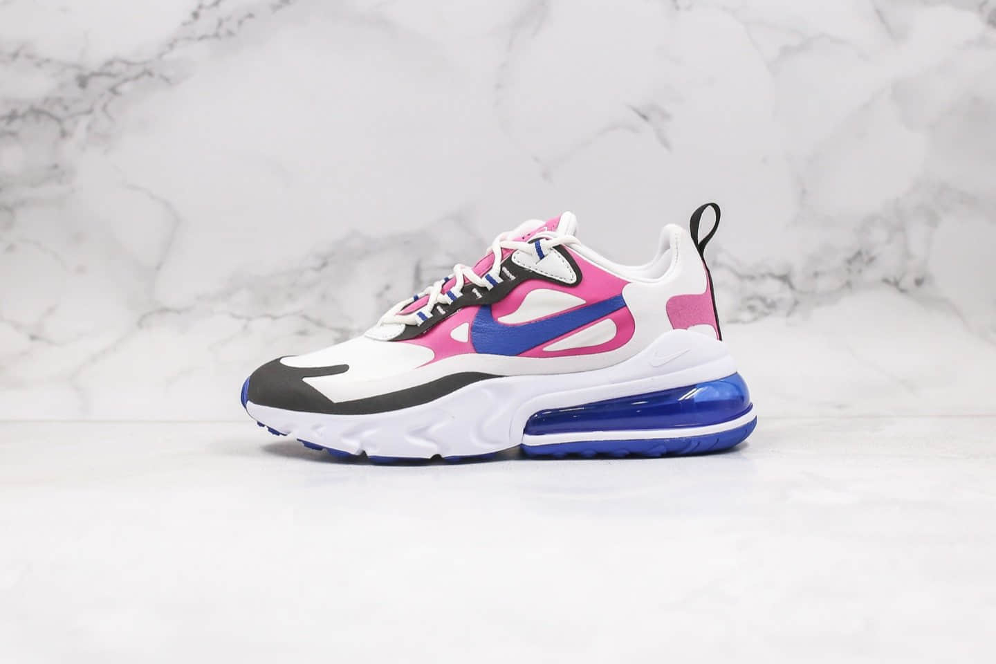 耐克Nike Air Max 270 React纯原版本气垫慢跑鞋Max270蓝粉色原厂小潘气垫搭载高弹MD大底 货号:CI3899-100