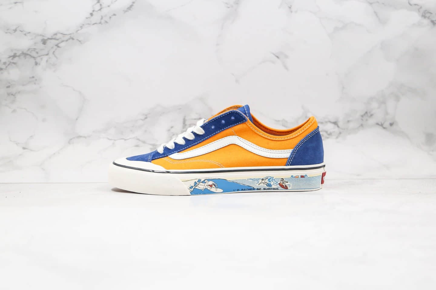 万斯Vans Style 36公司级版本半月包头杀人鲸冲敏感内容印花黄蓝色原厂硫化大底原盒原标