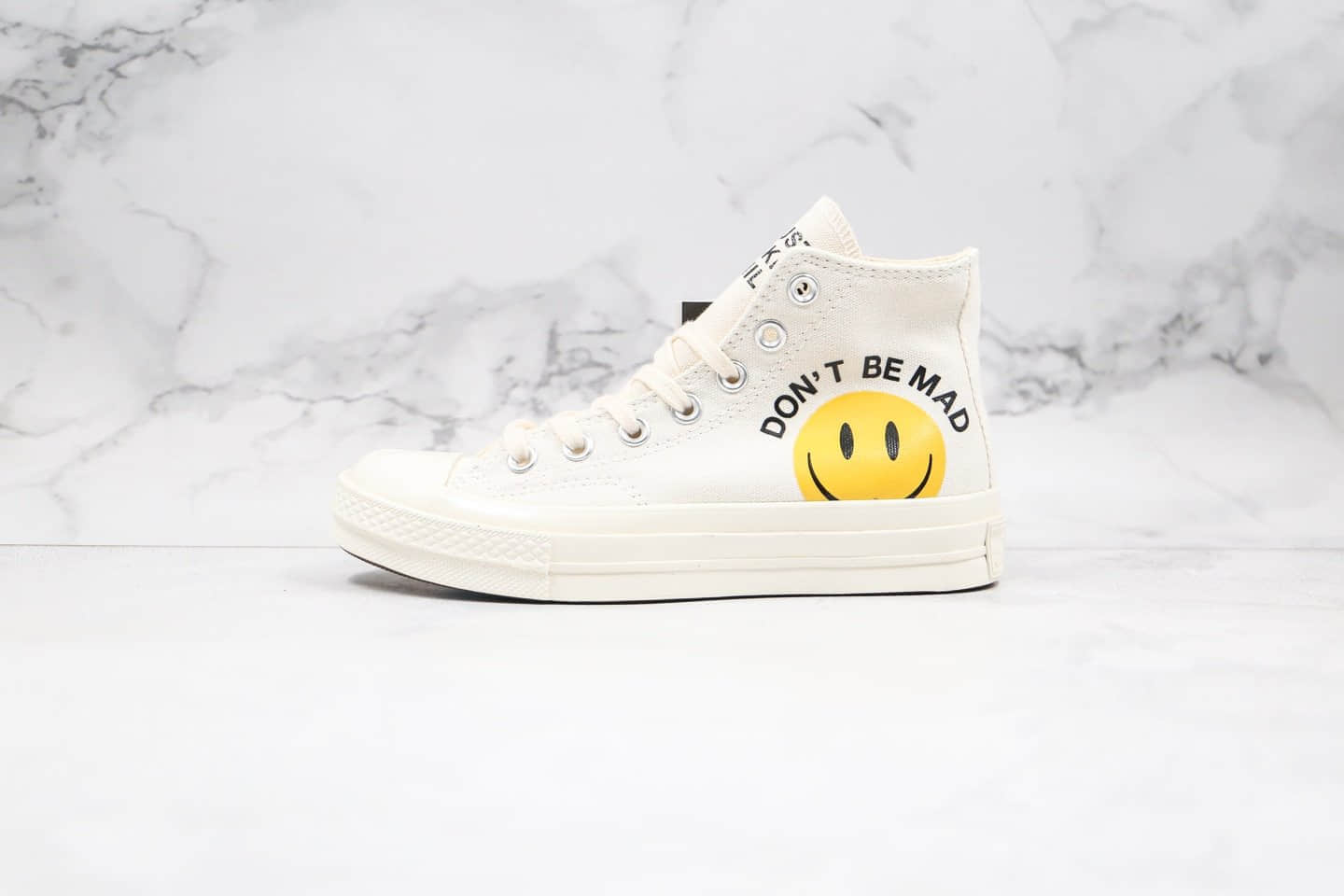 匡威Chuck Taylor All Star 70 Hi高帮帆布鞋笑脸米白配色原厂硫化大底 (ID:33392) - 图片1