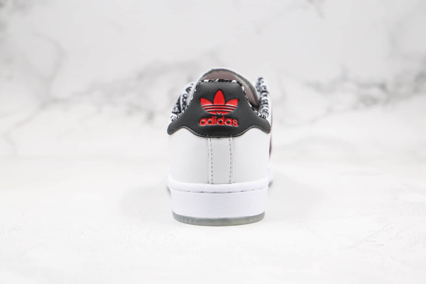 阿迪达斯Adidas Super Star W纯原版本三叶草贝壳头板鞋白黑红原档案数据开发正确硅蓝中底 货号:FW6593
