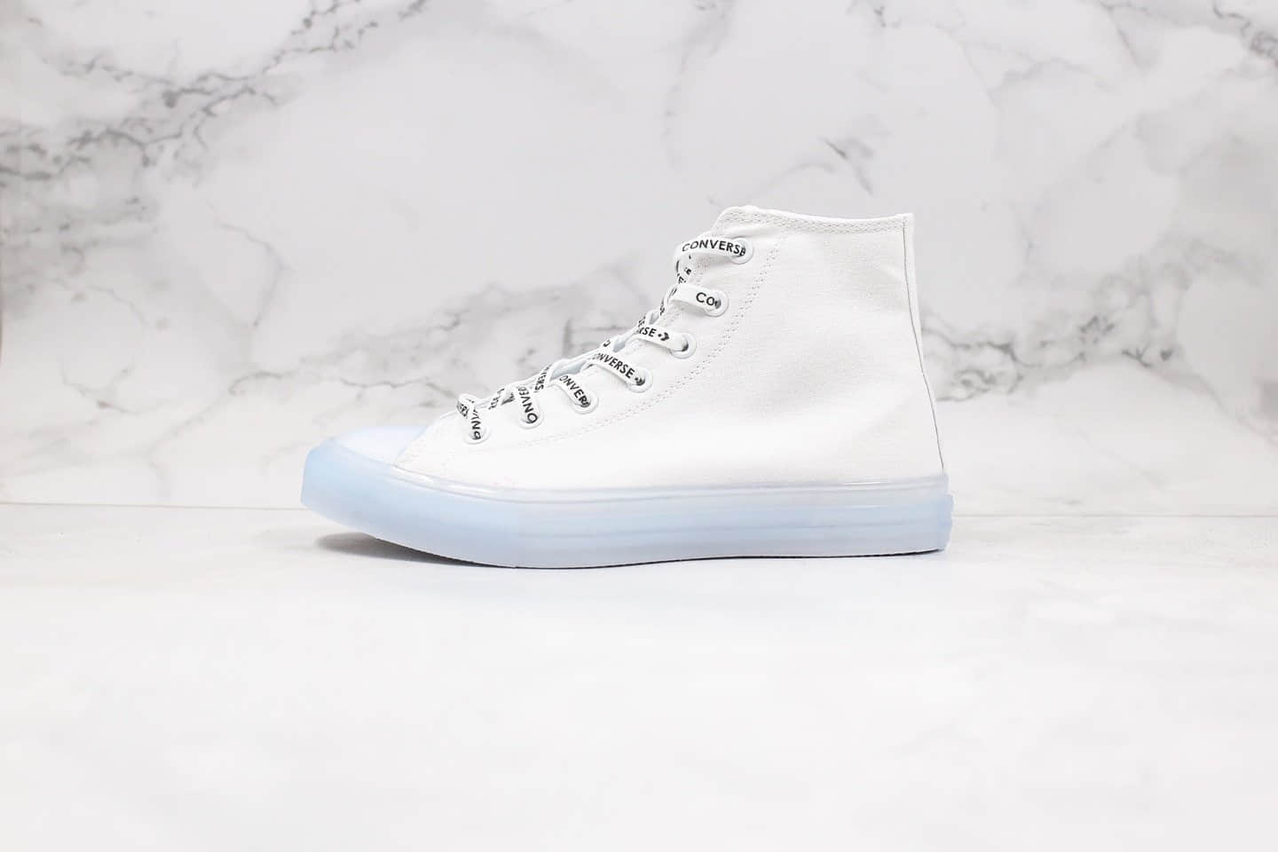 匡威Converse Chuck Taylor All Star公司级版本高帮果冻底白色帆布鞋原楦头纸板打造 (ID:33760) - 图片1