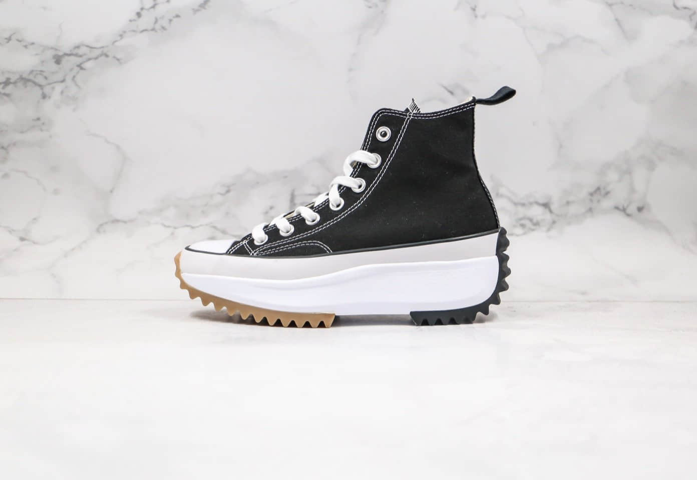 匡威J.W. Anderson x Converse chuck Run Star Hike1970s公司级版本联名款厚底松糕锯齿鞋黑白色原盒原标正确后跟白色星星 (ID:33829) - 图片1