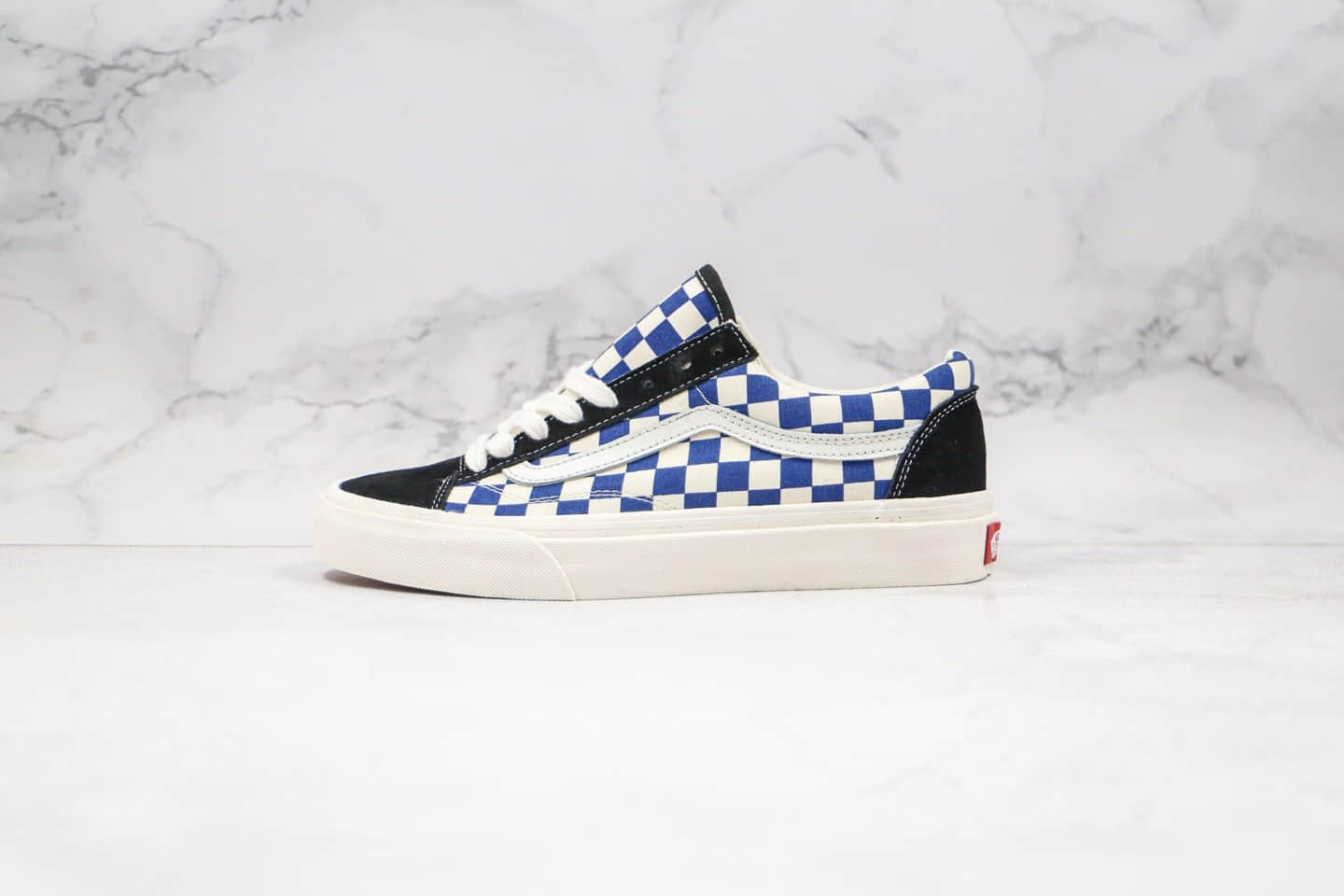 万斯Vans style 36公司级版本新款黑蓝白色棋盘格硫化板鞋原盒原标内置钢印 (ID:34025) - 图片1