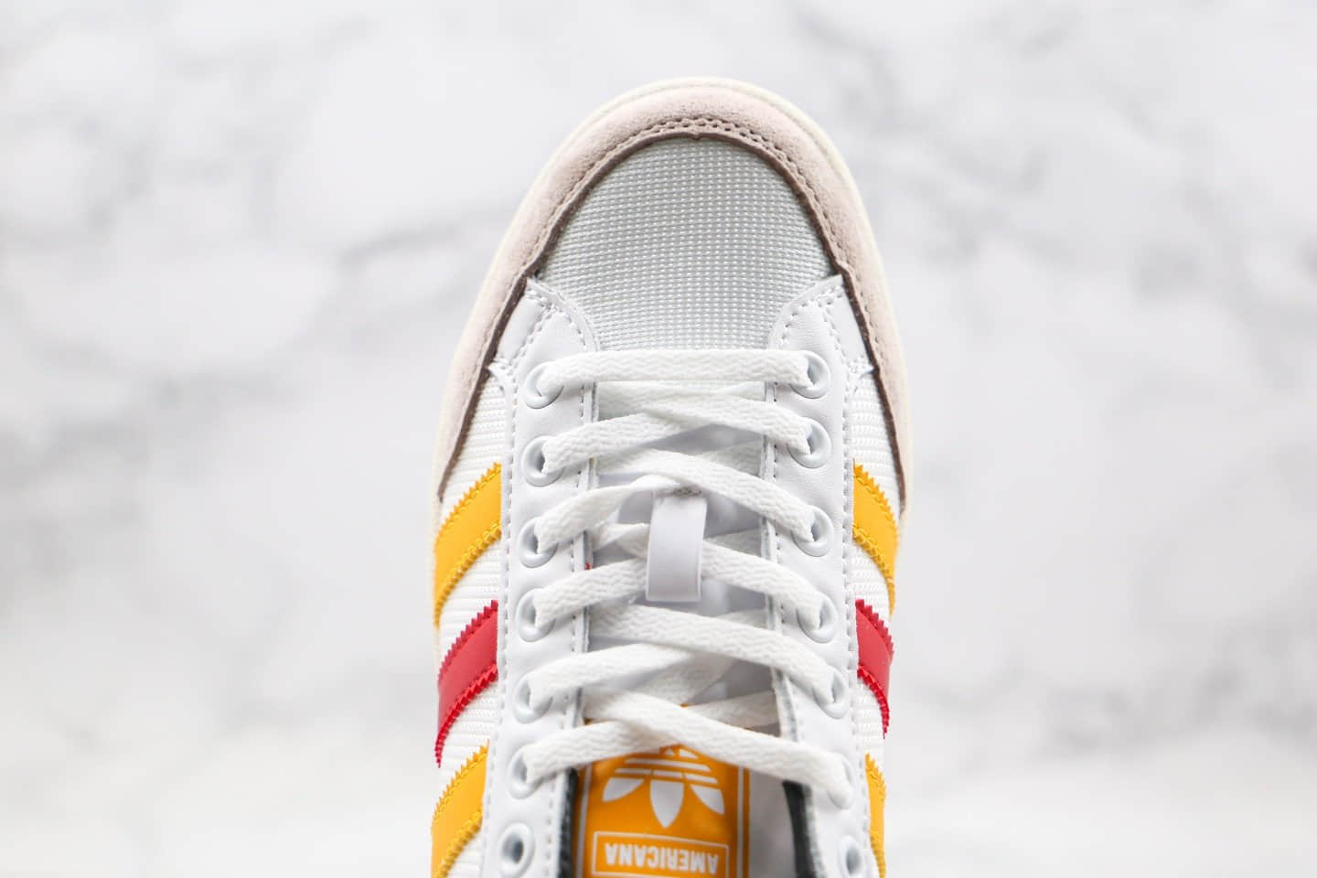阿迪达斯adidas Originals Americana Low纯原版本三叶草低帮校园板鞋黄黑红色正确进口头层皮料 货号:EF2510