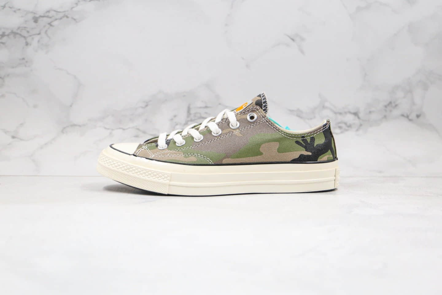 匡威Carhartt WIP x CONVERSE Chuck 70公司级版本联名款低帮迷彩配色帆布鞋正确双围条硫化蓝底 (ID:34398) - 图片1