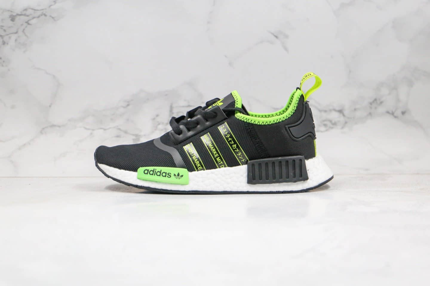 阿迪达斯Adidas NMD R1纯原版本爆米花跑鞋日文黑绿色正确鞋面材质原厂Boost大底原档案数据开发 (ID:34621) - 图片1
