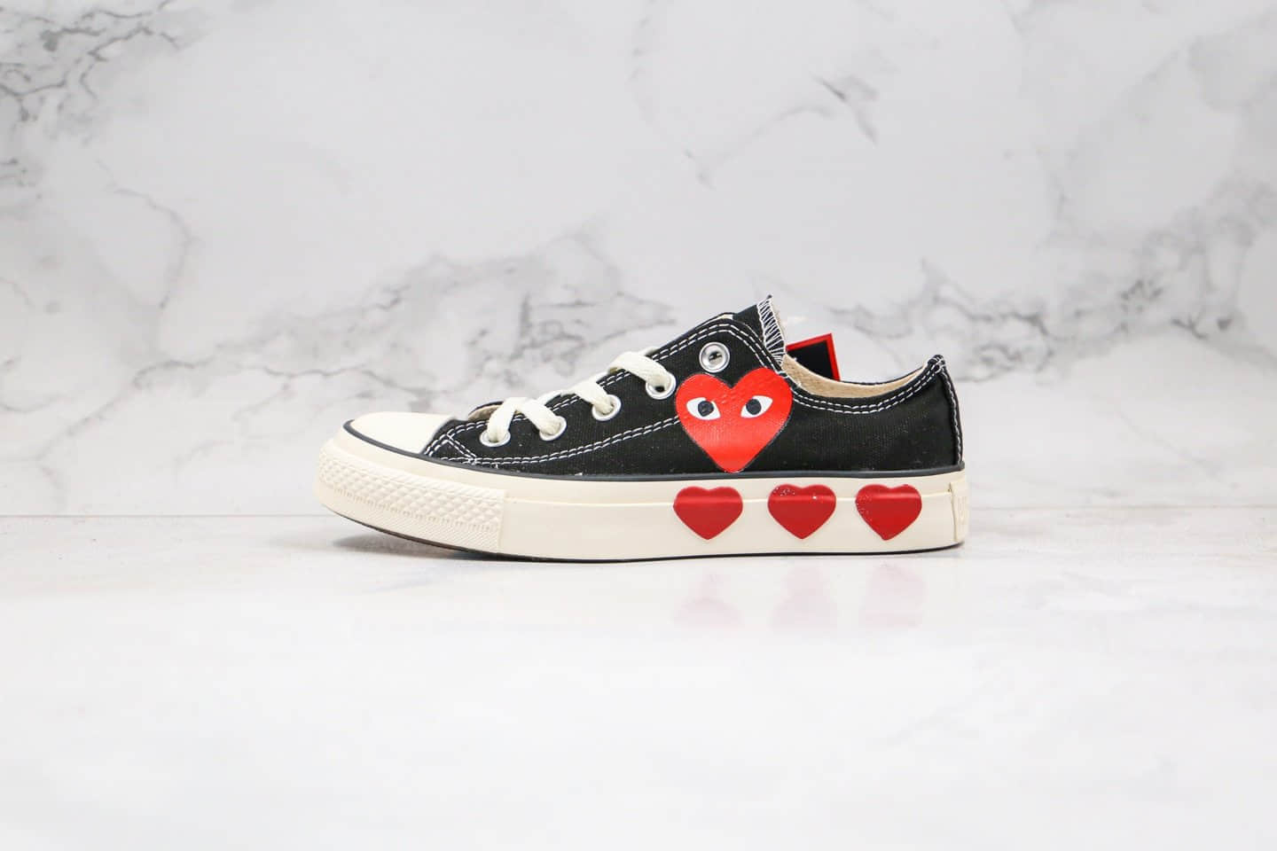 匡威Converse All Star x 敏感内容G PLAY公司级版本低帮川久保玲三心黑白色日版第三代原厂硫化大底原盒原标 (ID:34715) - 图片1