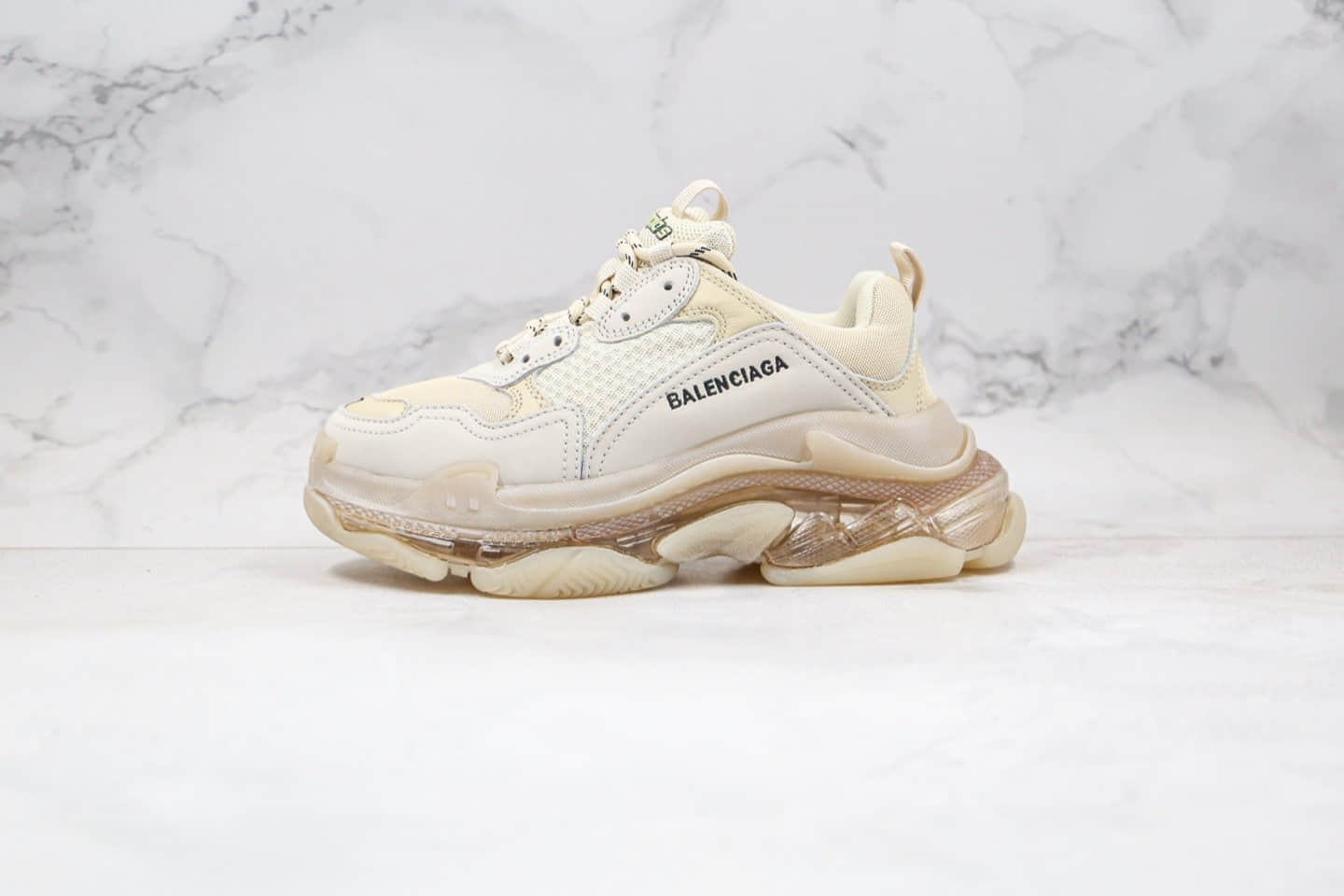 巴黎世家Balenciaga TriPle S纯原版本复古气垫老爹鞋香槟色原档案数据开发原盒原标 (ID:34840) - 图片1