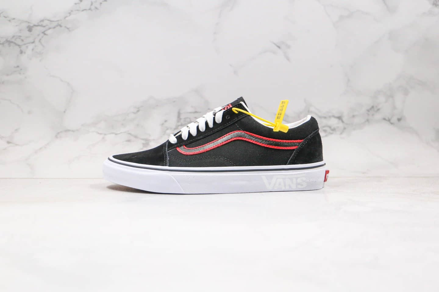 万斯VANS Old Skool公司级版本低帮亚麻黑红配色原厂硫化大底内置钢印 (ID:35077) - 图片1